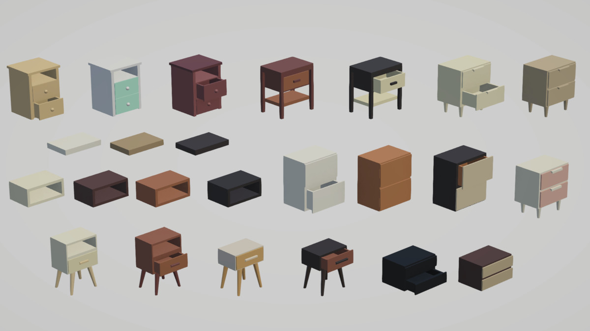 Low Poly Bedrooms - Modular Assets