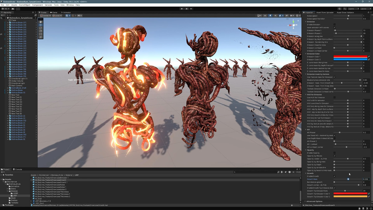 Biolines Brute: Humanoid mutant character with ultimate shader for horror games