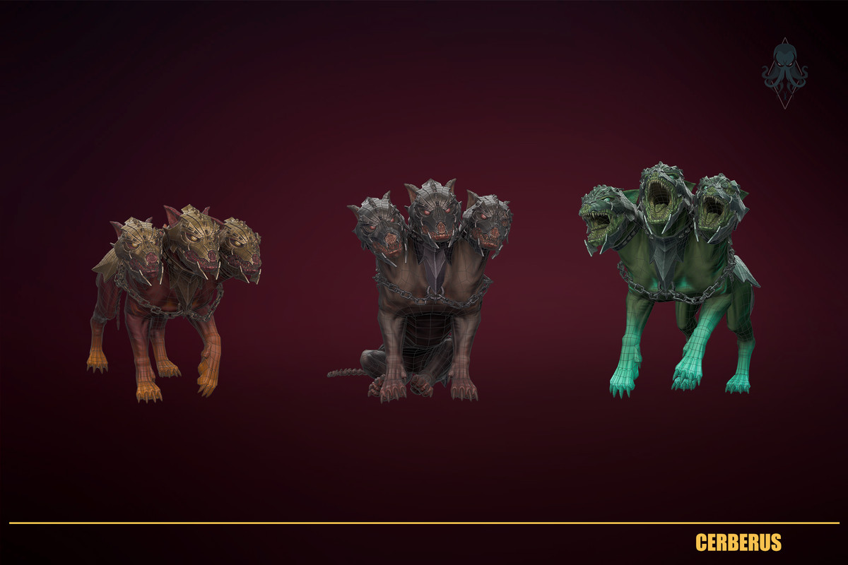 Stylized Modular Demon Cerberus Creature