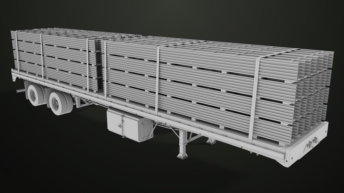 Flatbed Trailer with 7 Loads Single Mat URP HDRP Textures