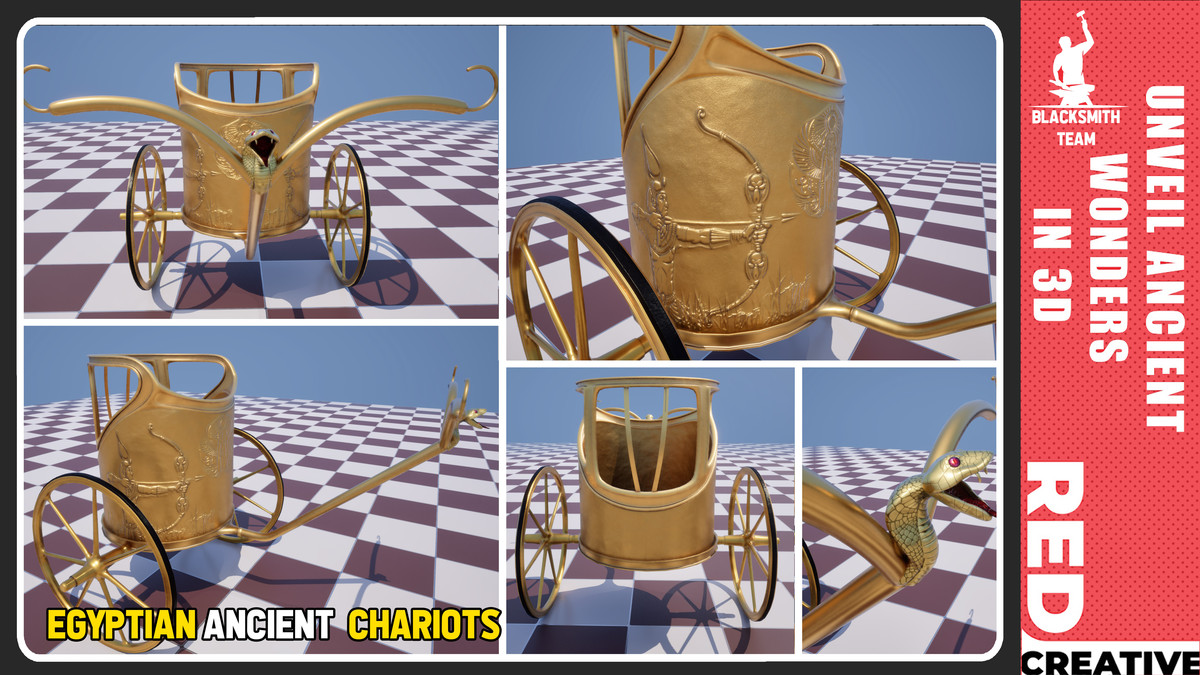 Ancient Egypt Pack Vol. 2 – Chariots & Statues with Hi-Res Baked Textures