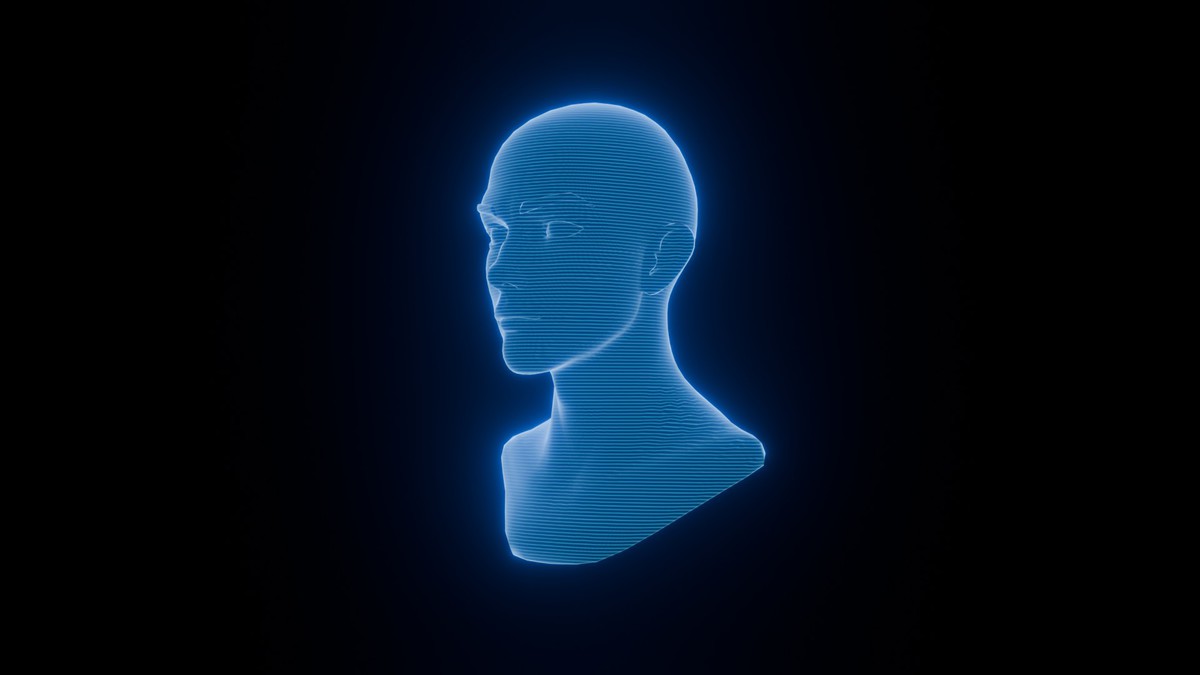 Anime Human Hologram Heads 3D Model Rigged with Facial Expressions
