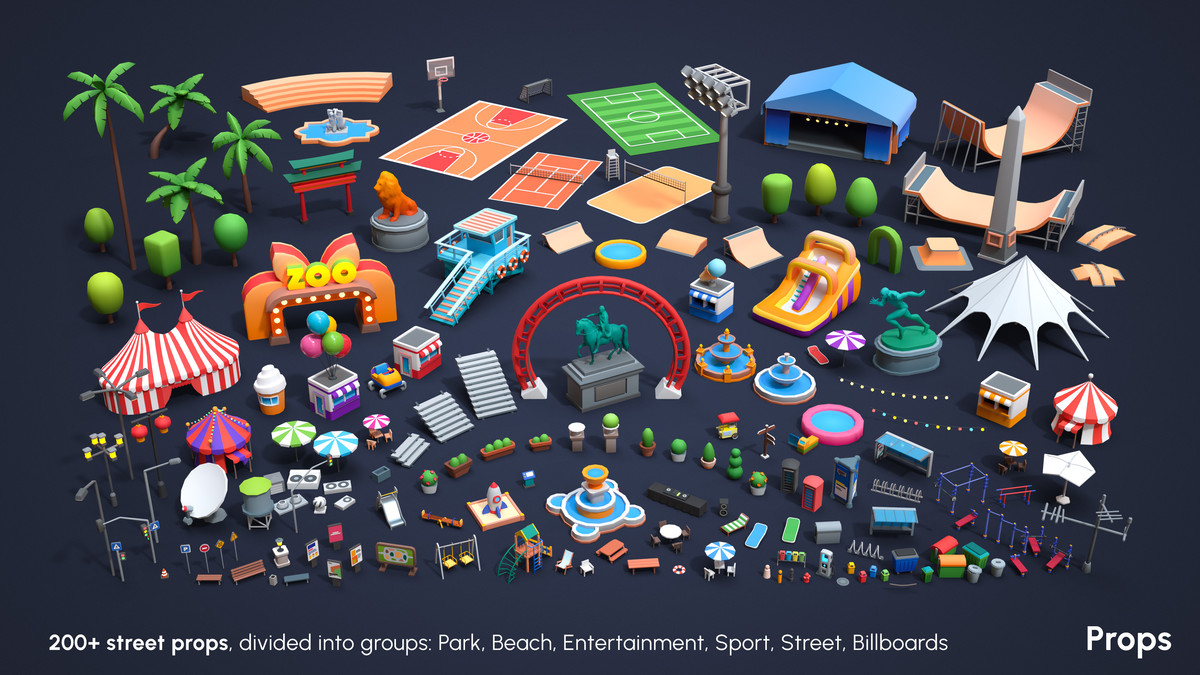 Cartoon City - Low Poly City 3D Models Pack