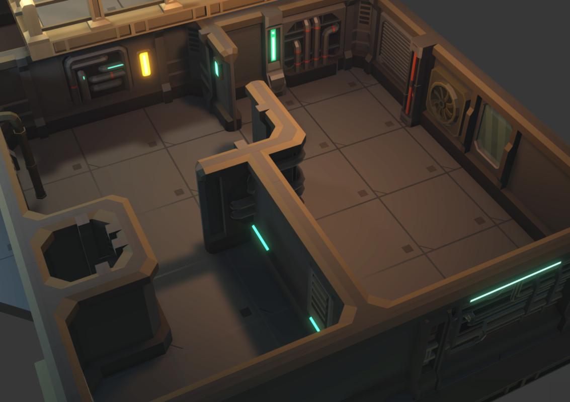 Low Poly Sci-Fi Modular Base / Cosmic Retro