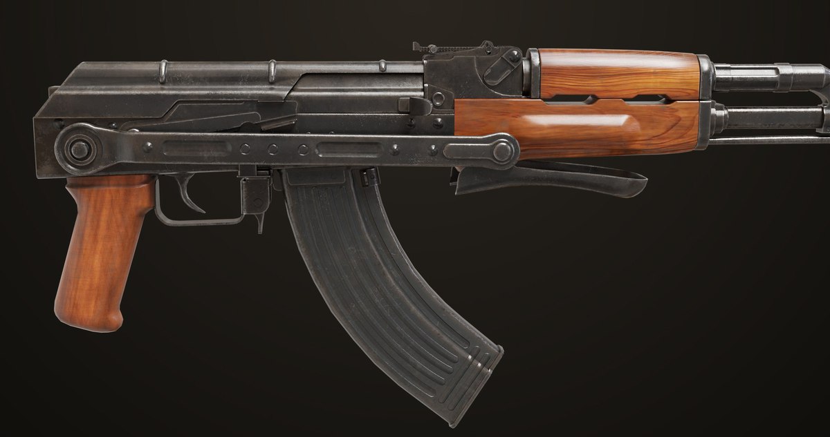 AKMS Light Machine Gun 10 Wood URP HDRP Texture