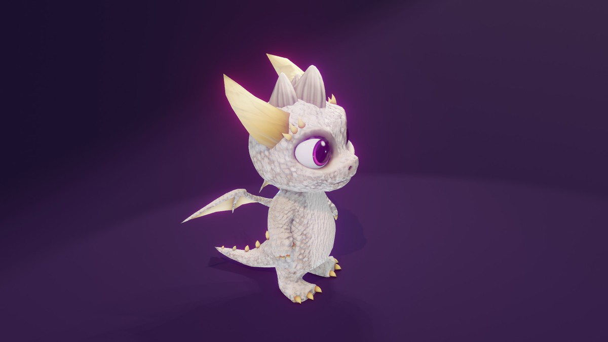 Cartoon White Dragon 3D Model (Low-Poly, Game-Ready, Animated, Built-In)