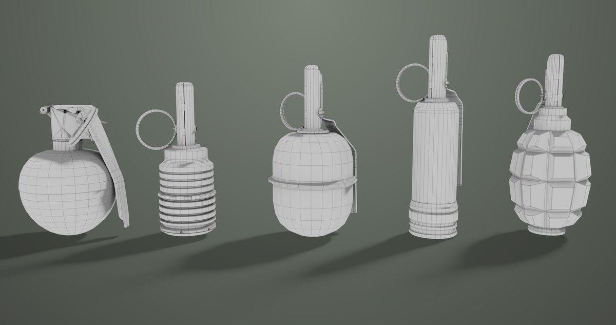 5 Fragmentation Grenades Single Mat URP HDRP Textures