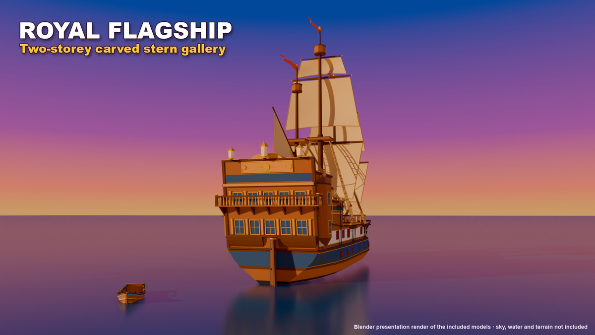 Stylized Pirate Ships & Boats: 13 Vessels + Harbour Dock Kit