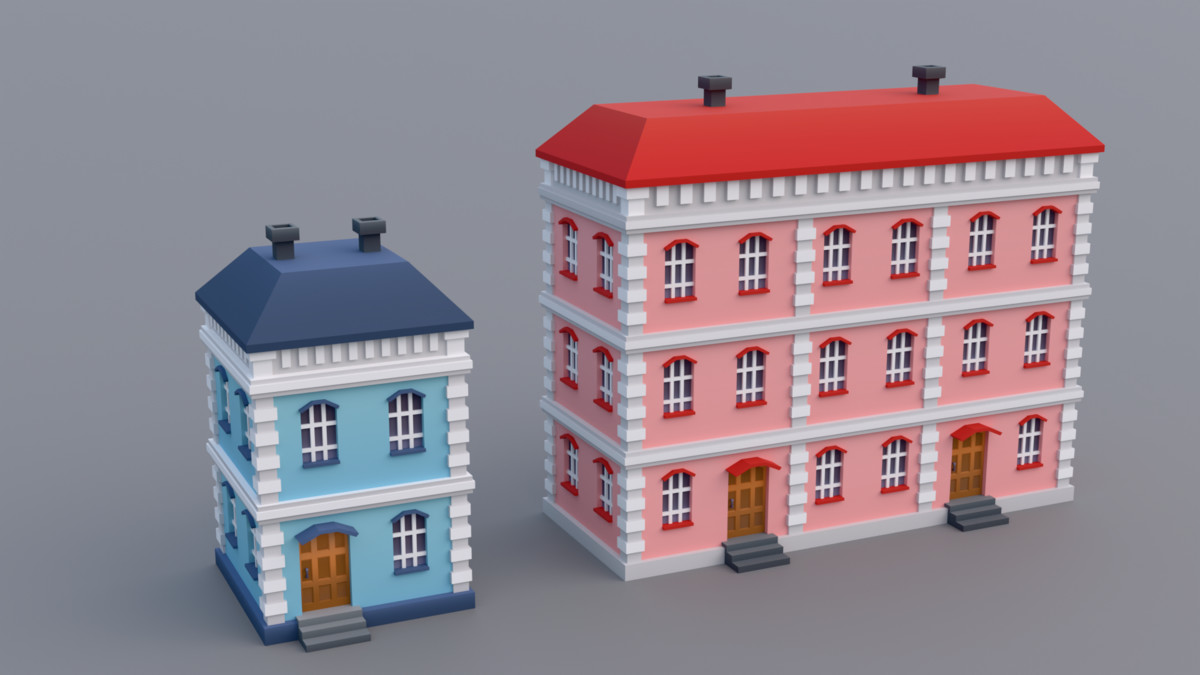 30 Low-Poly Urban Buildings Collection
