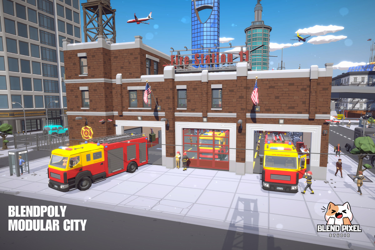 BlendPoly Modular City - Low Poly Assets