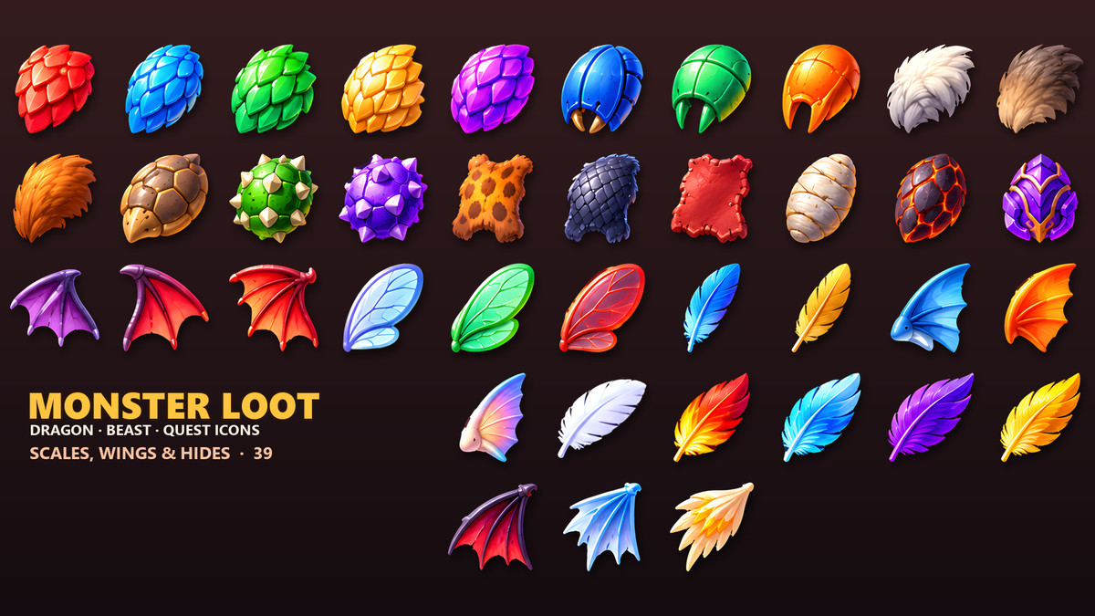 Monster & Dragon Loot Icons - 313 RPG Drops