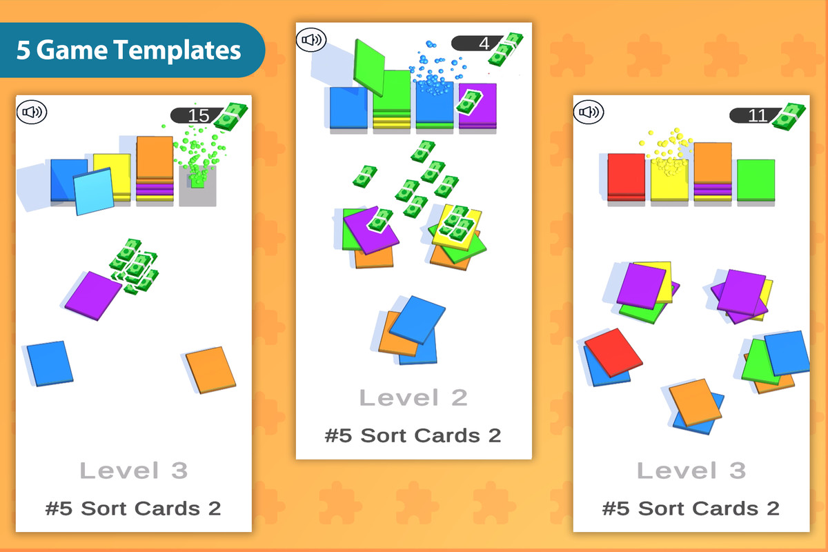 HyperCasual - Puzzle Game Engine Pack #1 - 5 Game Templates