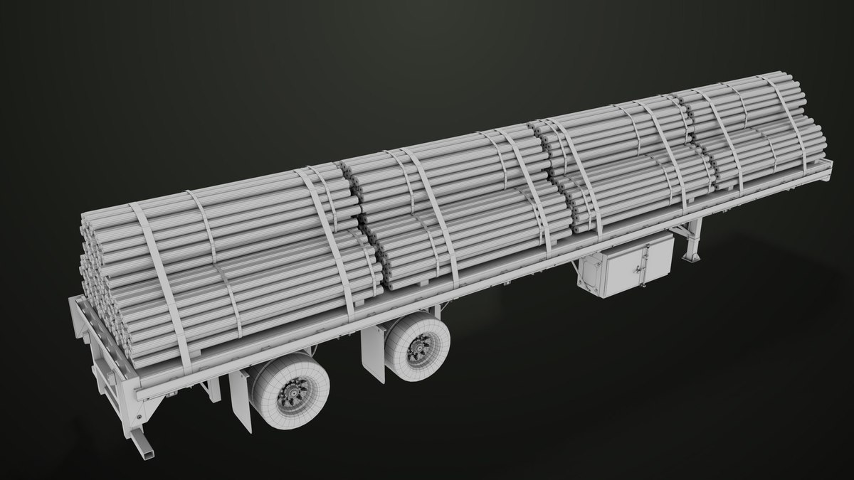 Flatbed Trailer with 7 Loads Single Mat URP HDRP Textures
