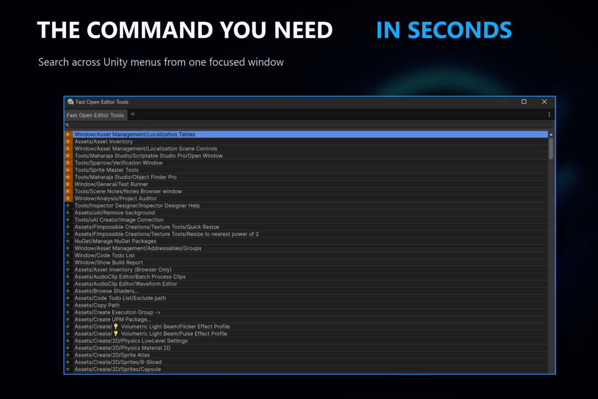 Fast Open Editor Tools