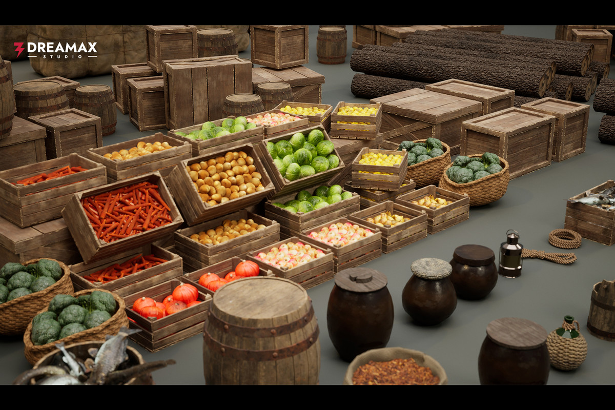Medieval Market Props - Merchant, Village, Harbor & Fantasy RPG Assets Vol.1