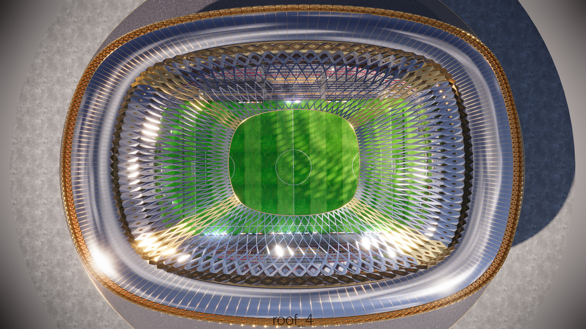 Modular Soccer Football Stadium Arena With 4 Roofs - Sport Environment 3d Level
