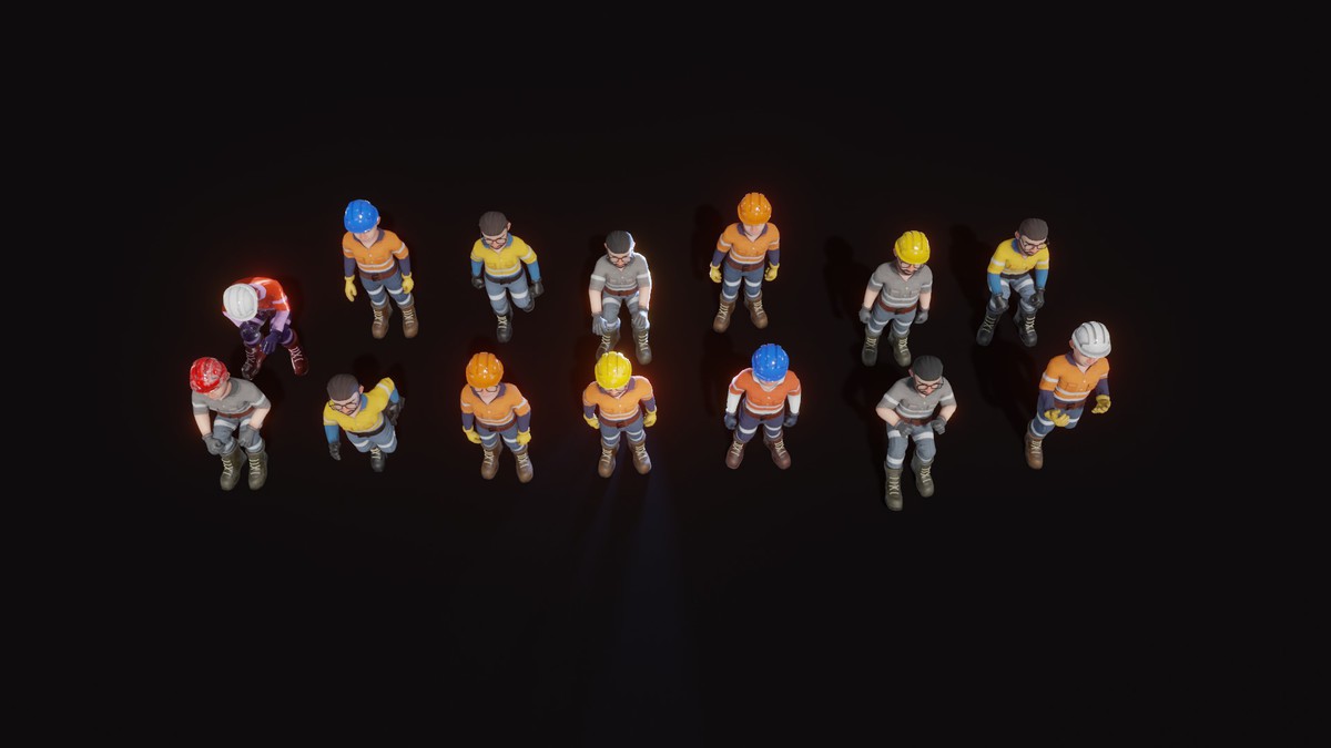 Stylized Male Worker 3D Model – Animated & Customizable (Game-Ready, Built-In)