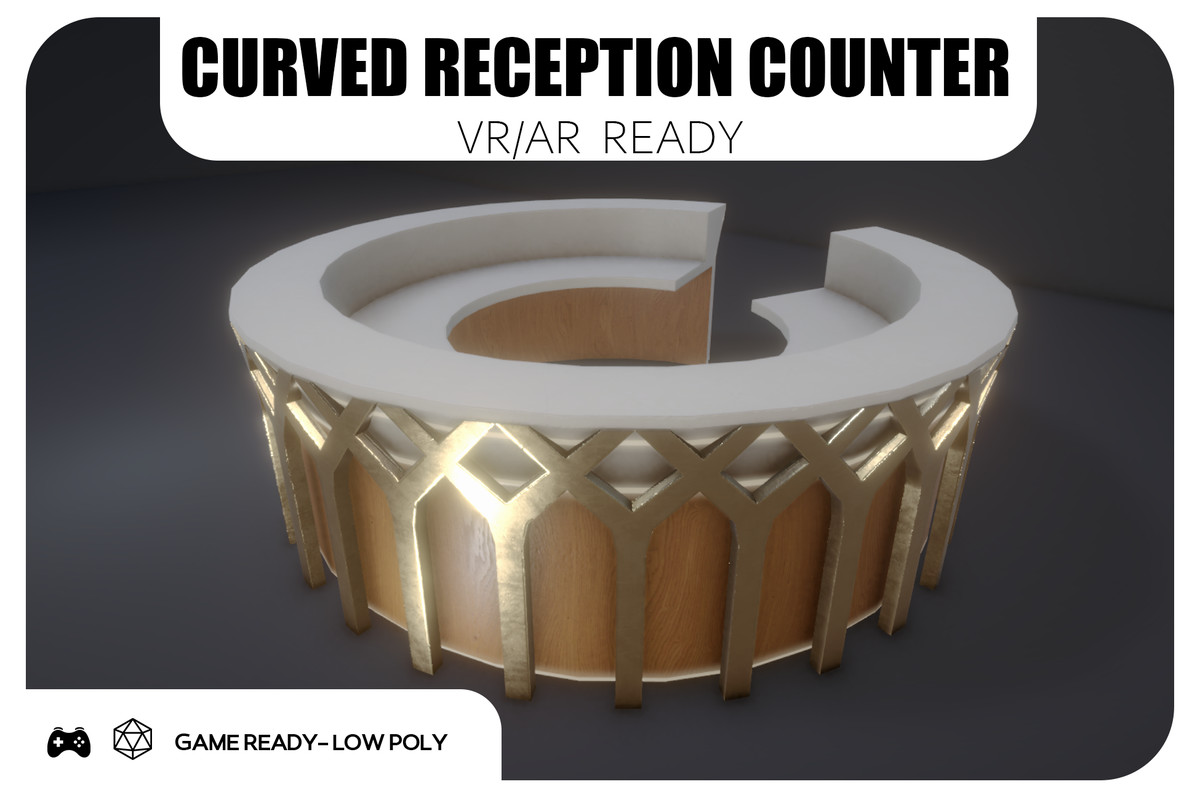 Curved Reception Counter - Game Ready