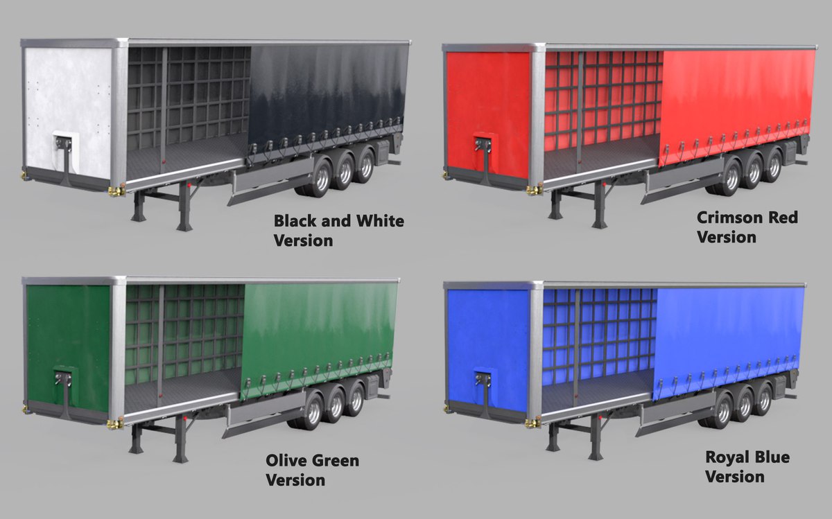 Curtainsider Trailer 4 Variant Collection URP HDRP Textures