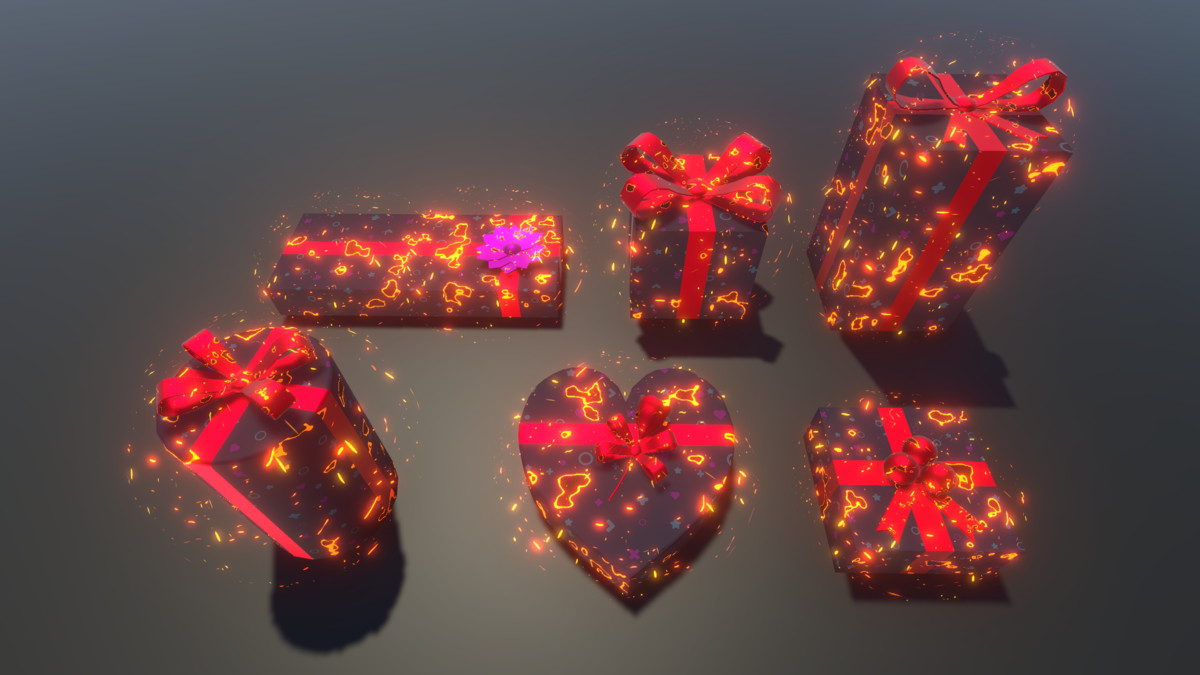 Gift Boxes with Magical Shader (Burn & Reveal)