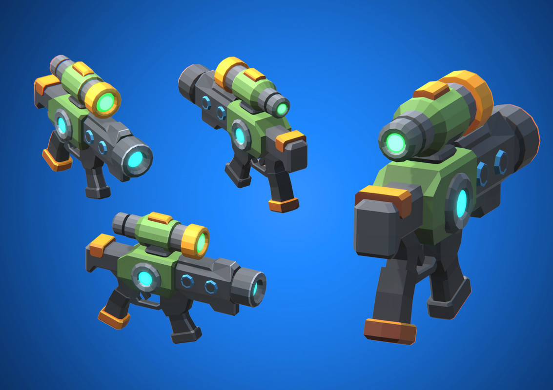 Low Poly Sci-Fi Blaster Pack Vol. 2 - Retro Style