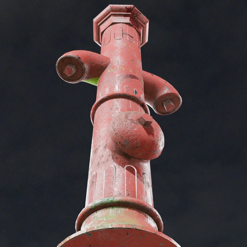 Vintage Cast Iron Fire Hydrant – Low Poly PBR with LODs