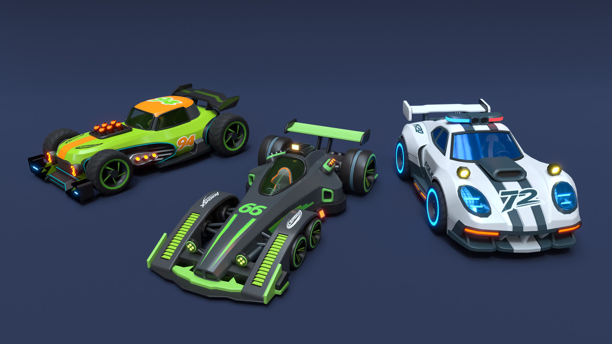 Modular Cyber Racing Cars - Low Poly 3D Models