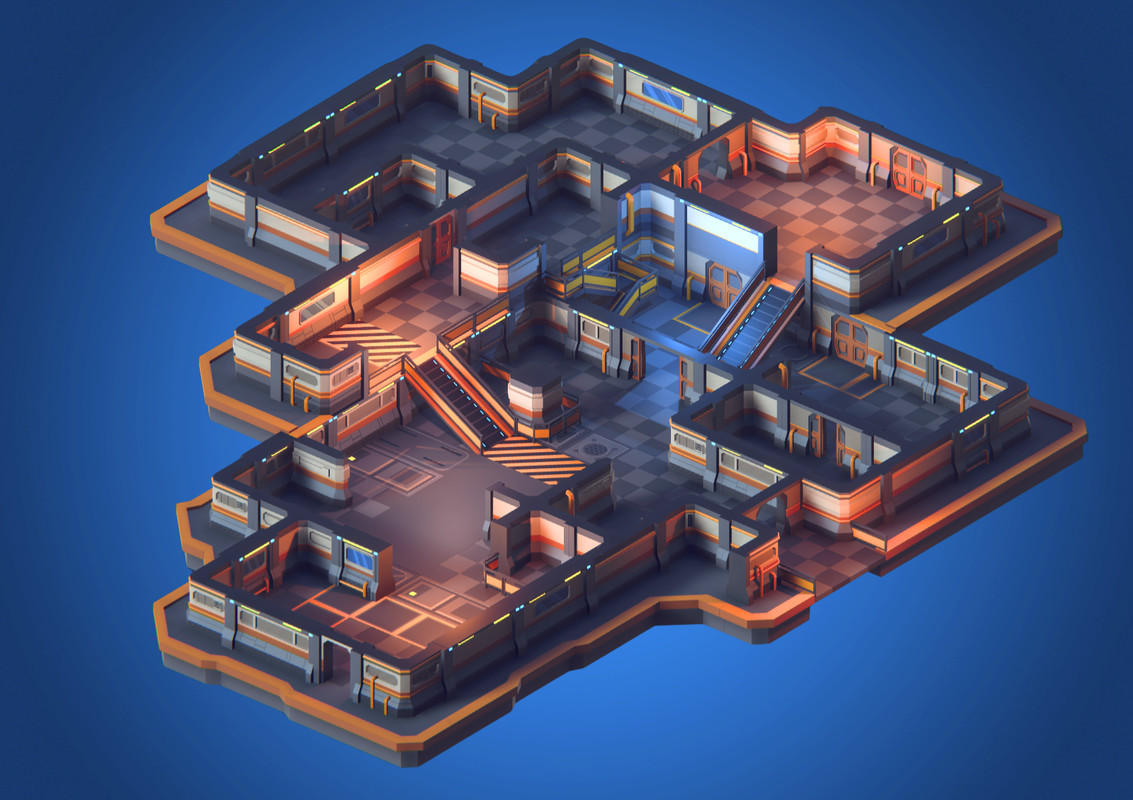 Low Poly Sci-Fi Modular Kit - Space Station Walls, Floors & Doors (URP)