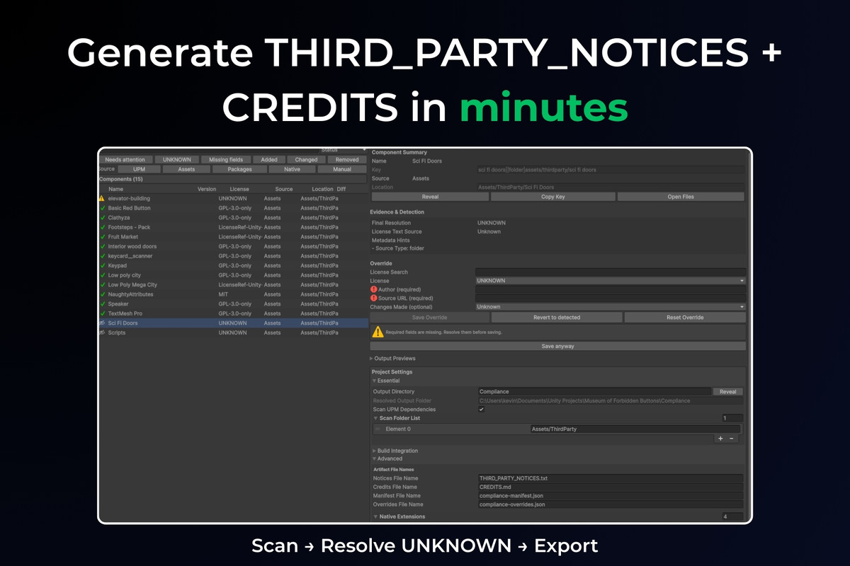 Third‑Party Notices & Credits: License Compliance for Unity