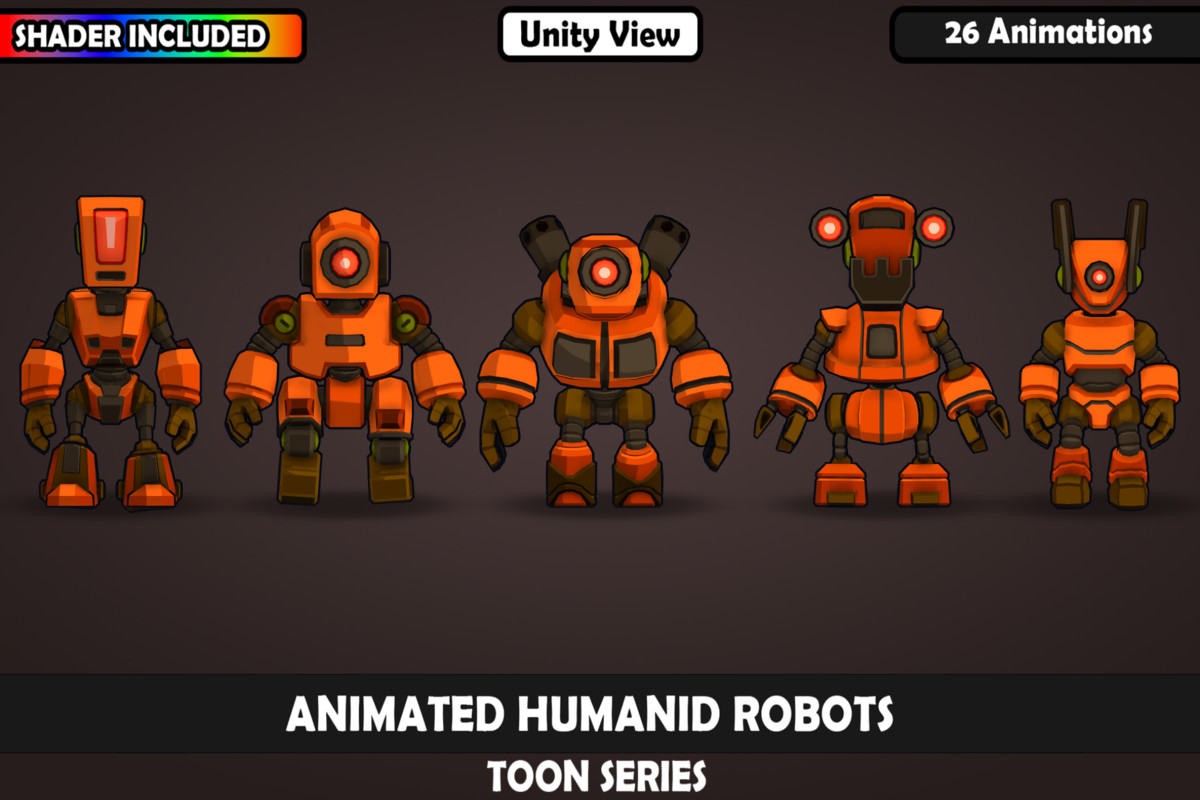 Animated Toon Robot Characters Vol. 2 – 5 Stylized Robots