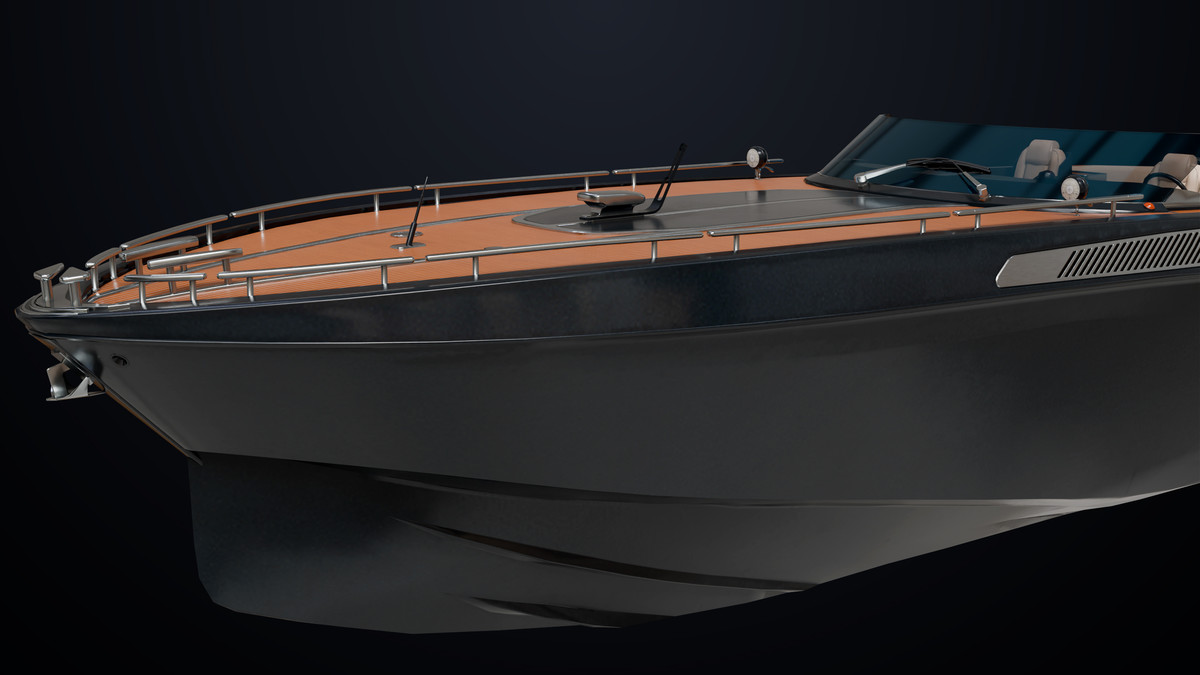 Yacht Boat 01 Black with Interior HDRP URP Textures