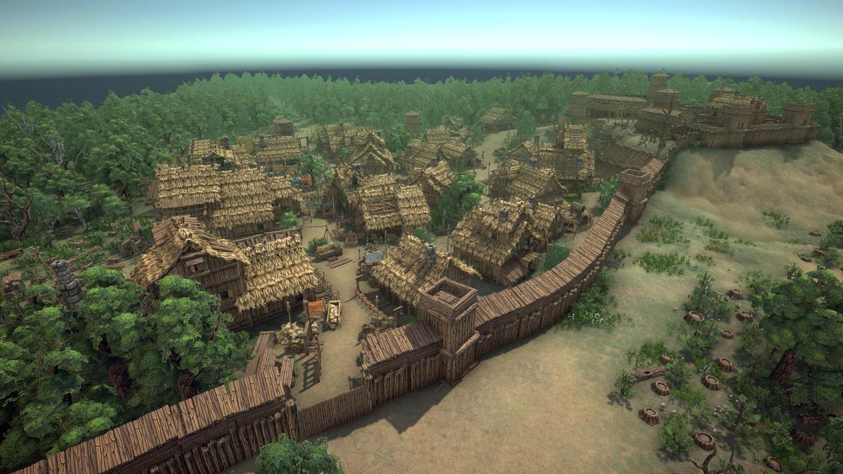 Stylized fantasy pagan village