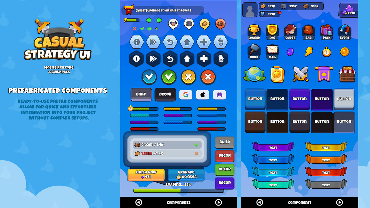 Casual Strategy UI Kit - Mobile RPG Core & Build Pack