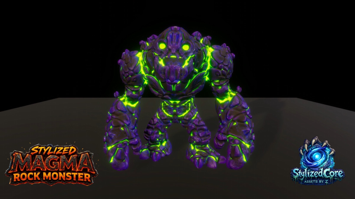 Magma Rock Monsters Pack 1 - 4 Stylized Animated Creatures (LOD + Skins)