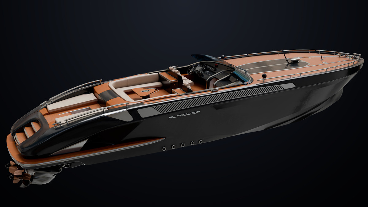 Yacht Boat 01 Black with Interior HDRP URP Textures