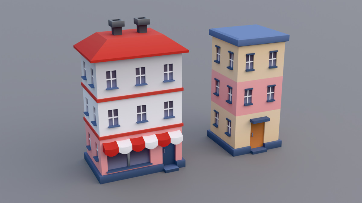 30 Low-Poly Urban Buildings Collection