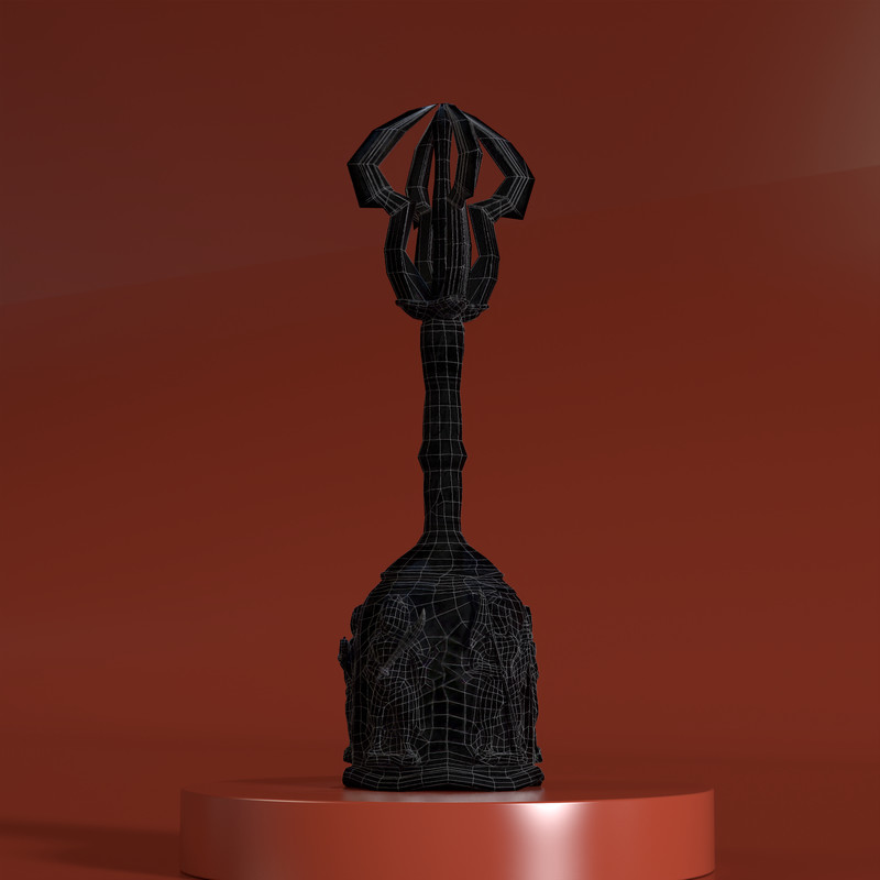 Ancient Buddhist Vajra Bell (Geumgangryeong) Low Poly PBR