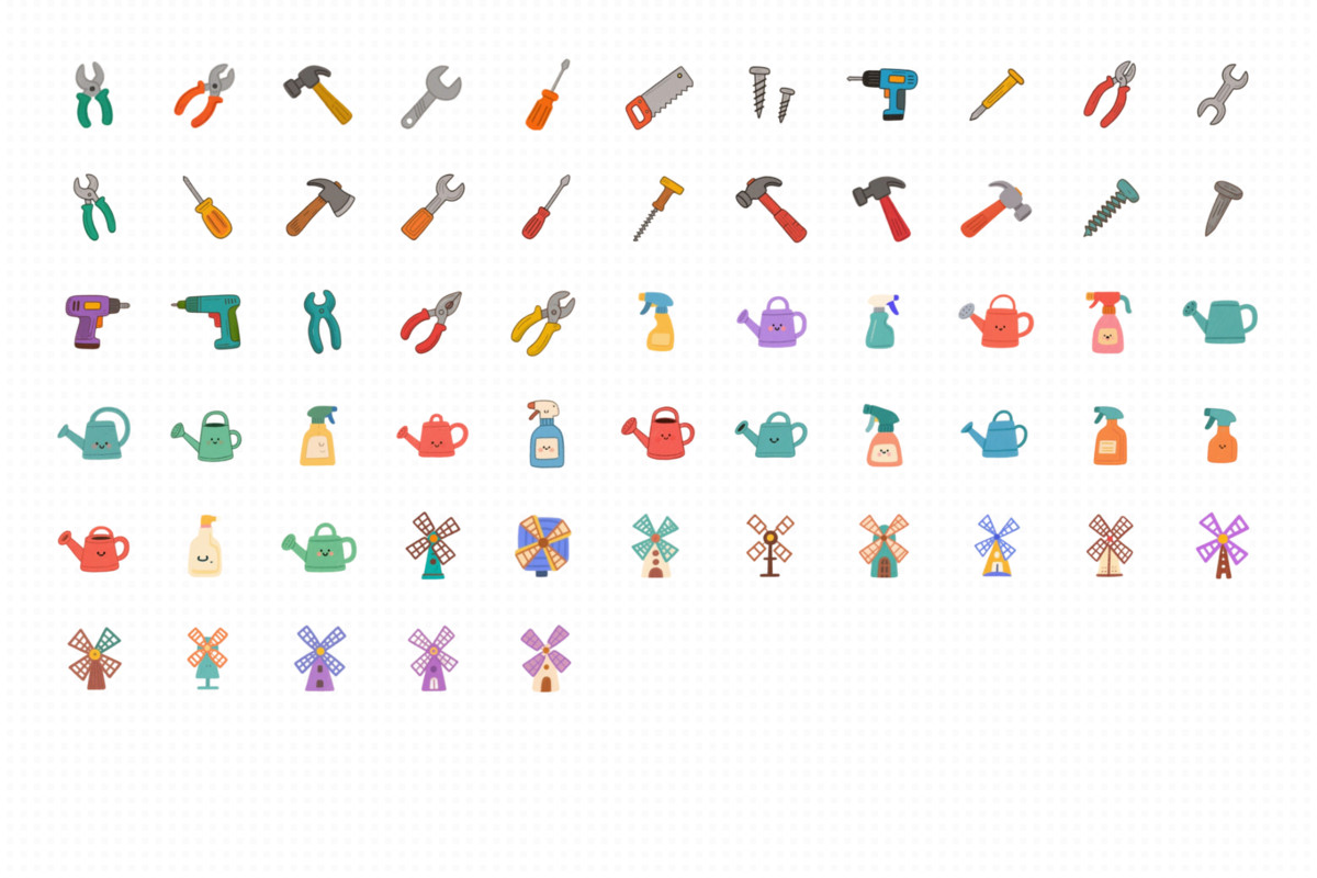 Cartoon 2D Farm Tools Icon Pack