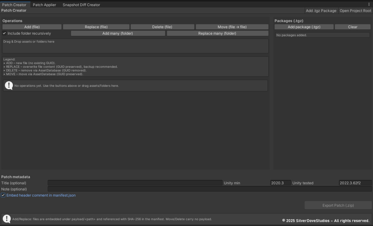 Patch Manager Pro - Versioning, Diff & Rollback for Unity Projects