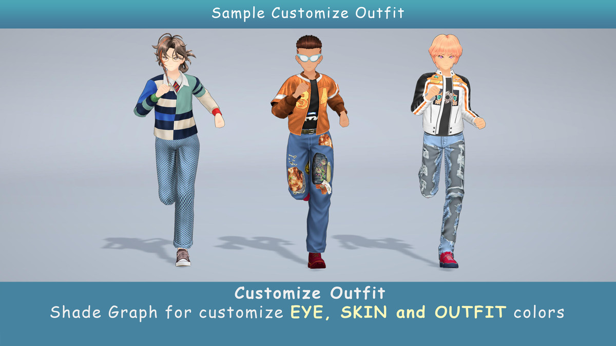 Anime Male Dancer - Pack 12 (3 outfits)