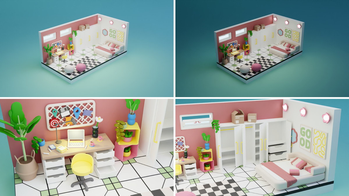 Cartoon Interactive Rooms & Furniture - Cozy Interior Pack