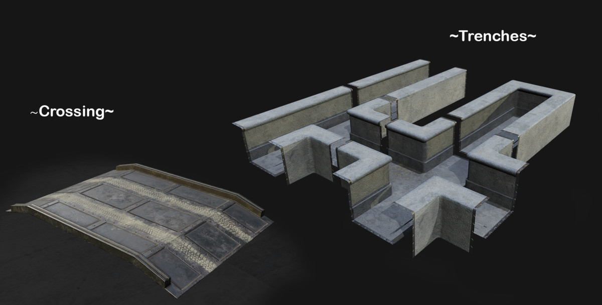 3D World War II Trenches Set