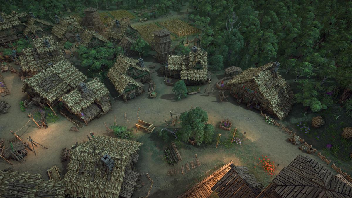 Stylized fantasy pagan village