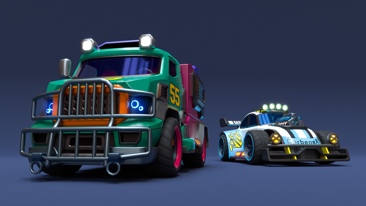 Modular Cyber Racing Cars - Low Poly 3D Models