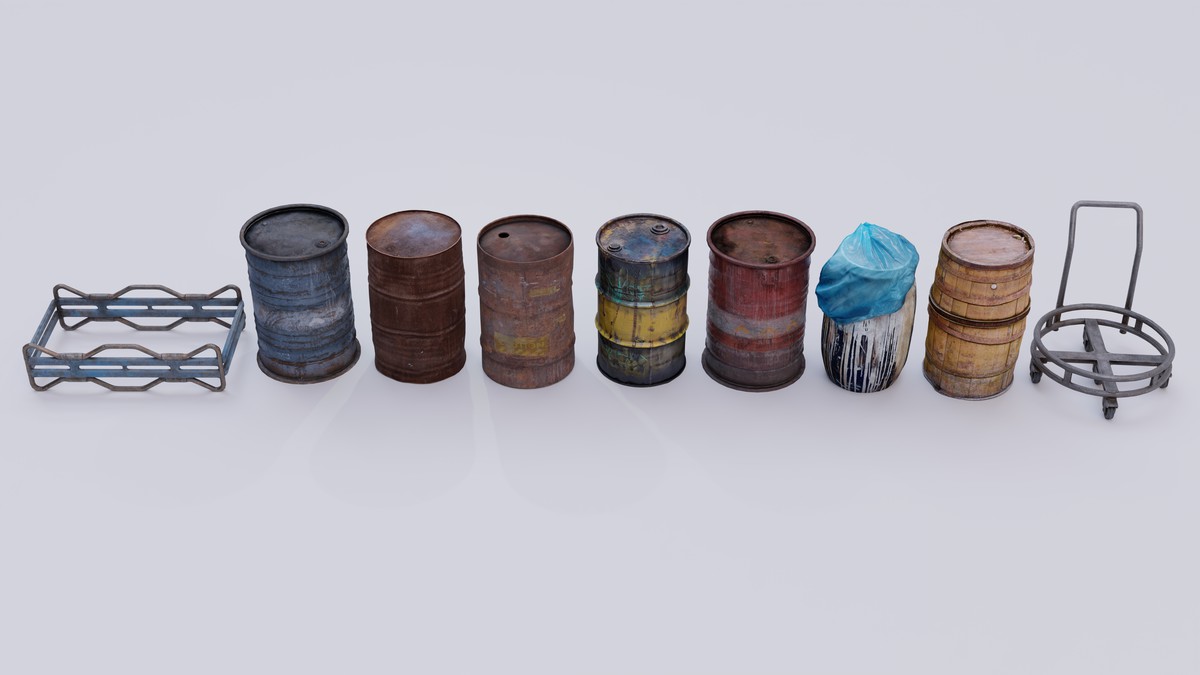 Barrels Drums Racks Volume one: photogrammetry custom LODs