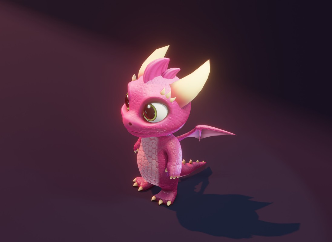 Cartoon Pink Baby Dragon 3D Character With 5 Music Tracks & 36 Sound Effects