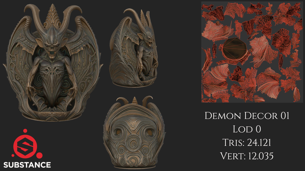 4 Demon Decorations - Dark Fantasy (Large)