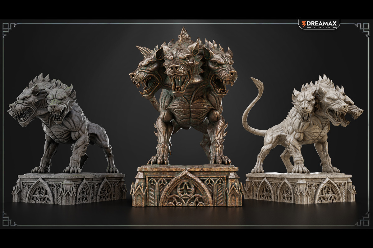 Hellhound Dungeon Statue – Dark Fantasy Guardian