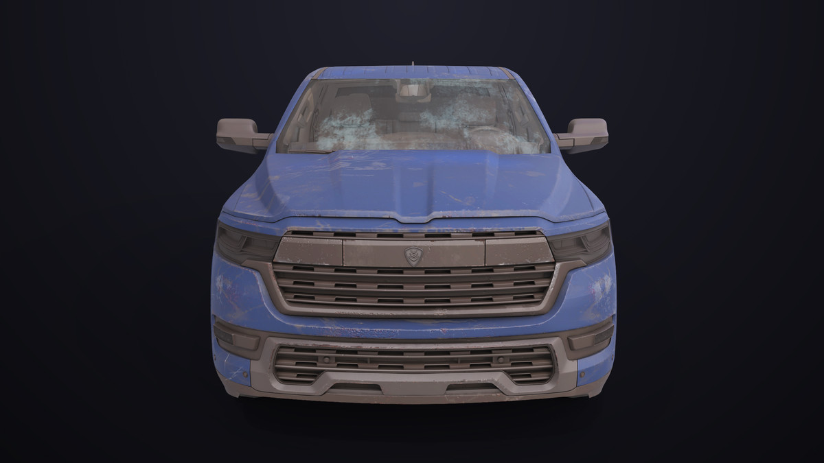 Pickup Truck 03 Blue Dusty URP HDRP Textures