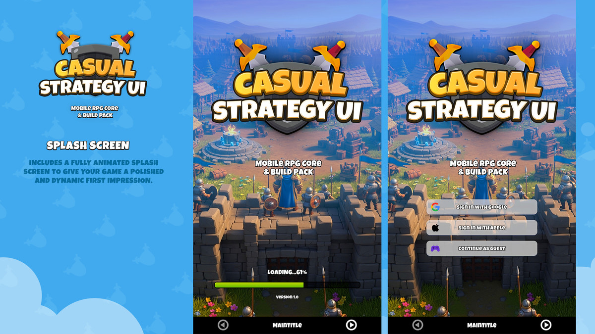 Casual Strategy UI Kit - Mobile RPG Core & Build Pack